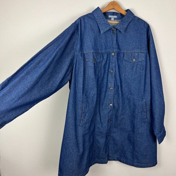 Jessica London Jean Jacket Womens 28W Blue Dark Wash Denim Cotton Longline Plus - Picture 4 of 12